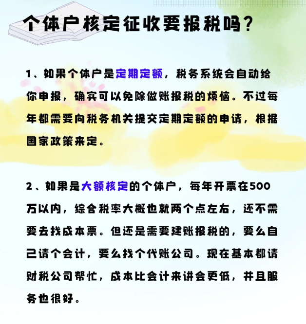 核定征收的個體工商戶需要報稅嗎?