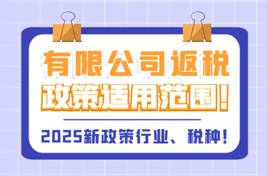 有限公司返稅政策適用范圍！2025新政策行業(yè)、稅種！