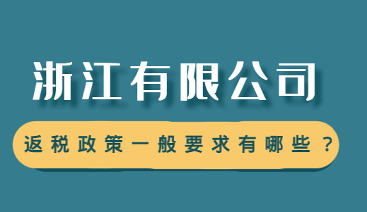 浙江有限公司返稅政策一般要求有哪些？